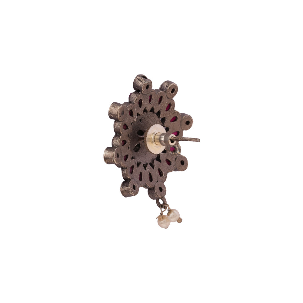 Naadini- Silver Brass Pearl dangler earrings