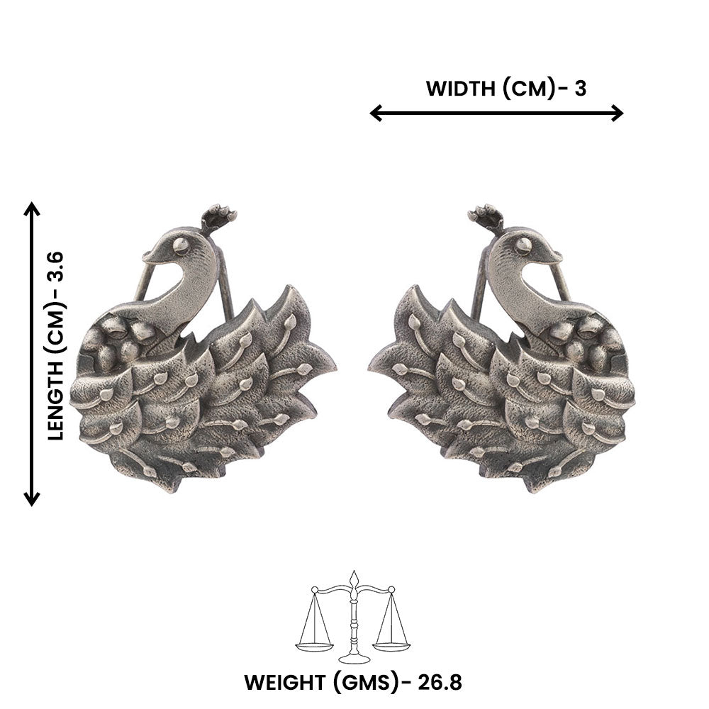 MorSundari – Silver Brass Oxidised Ear Cuff Stud Earrings