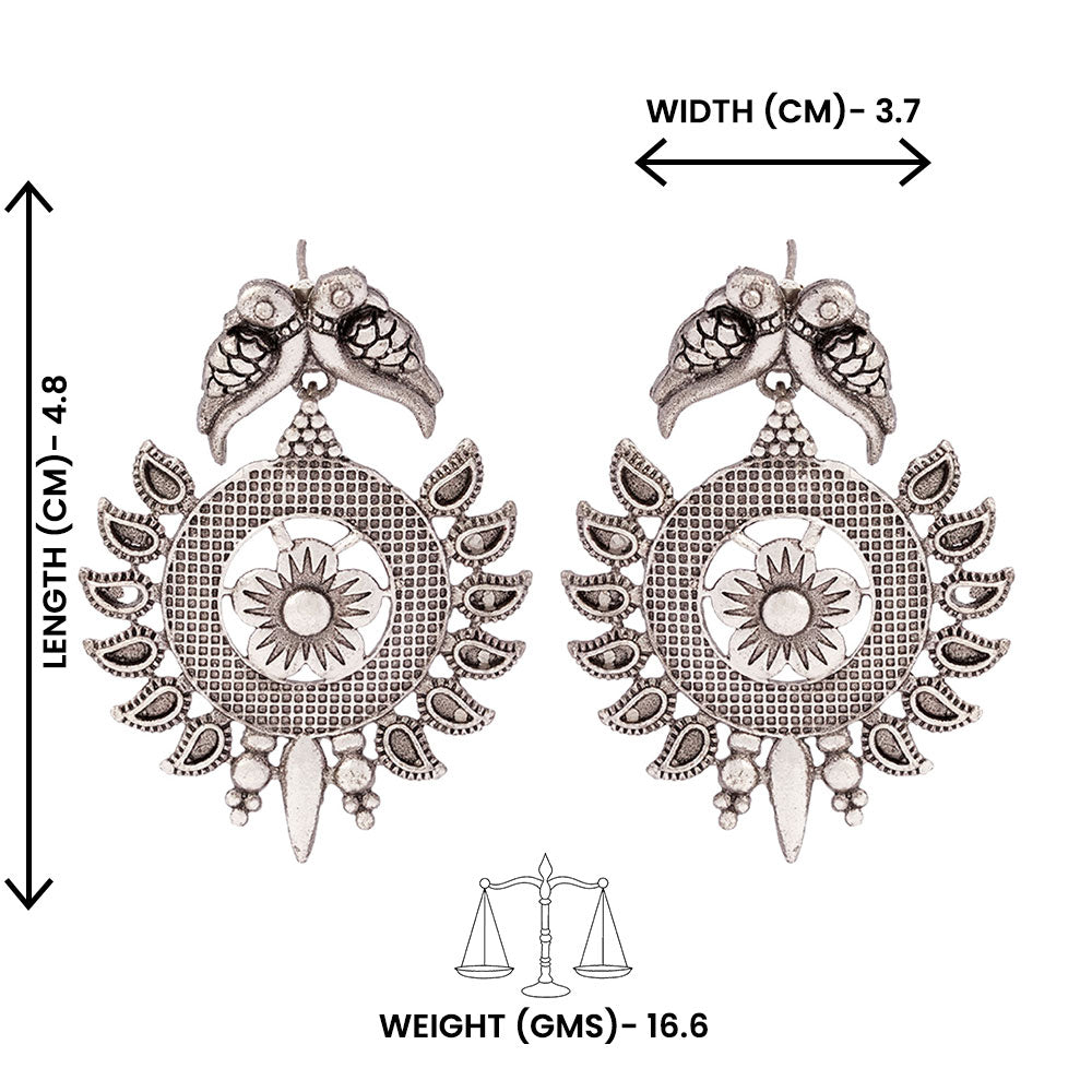 Udaan- Silver Brass Oxidised dangler earrings