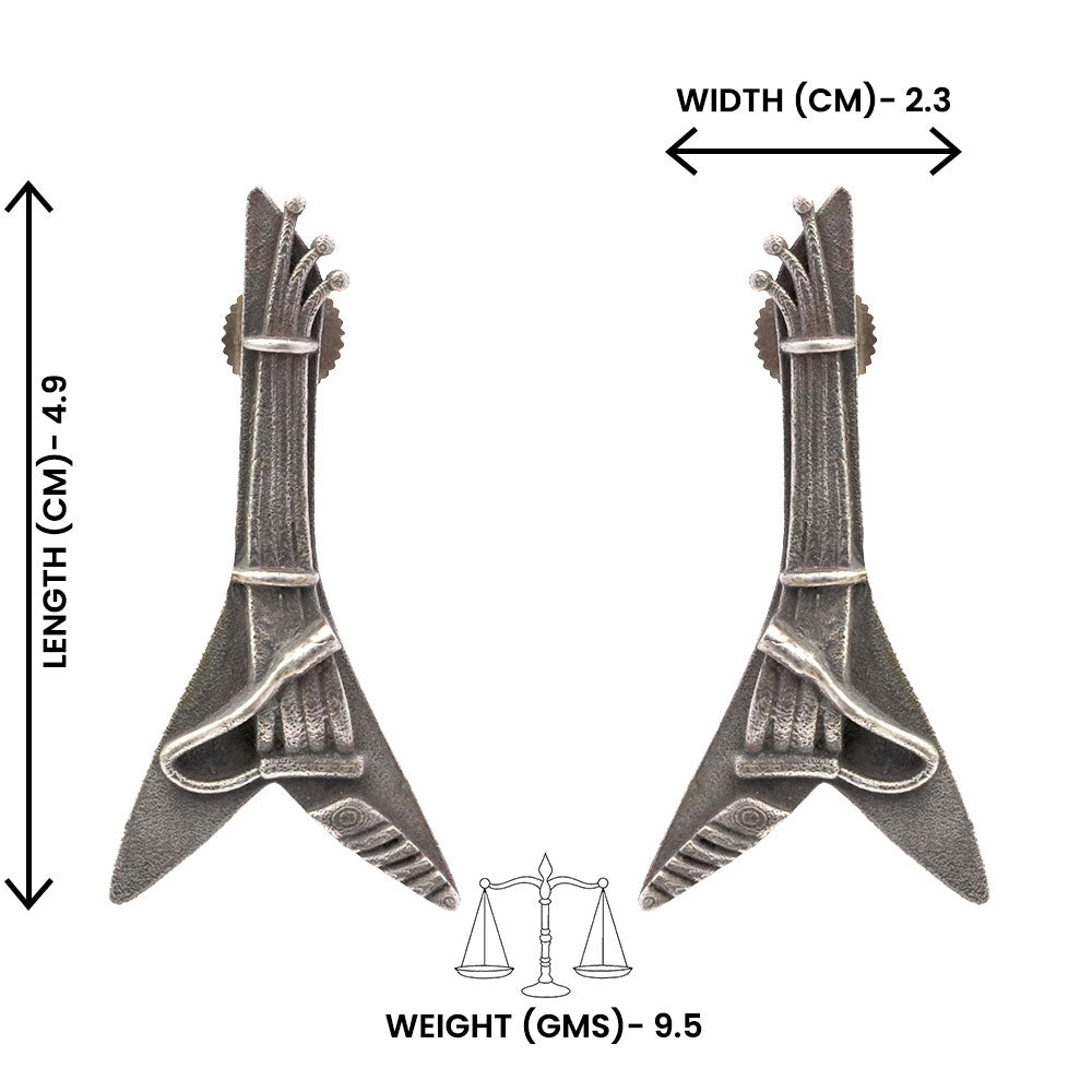 Ragini- Silver Brass oxidised stud earrings