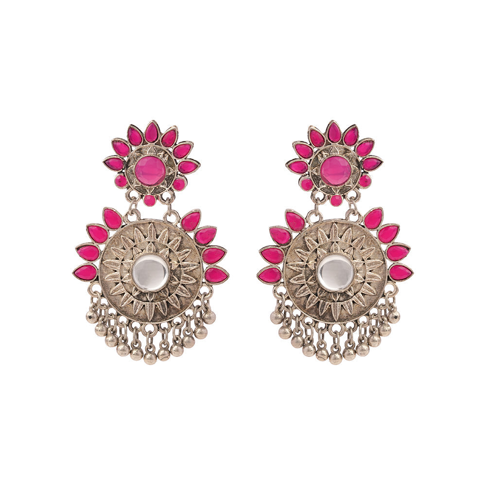 Aarika- Silver Brass ghunghroo dangler earrings