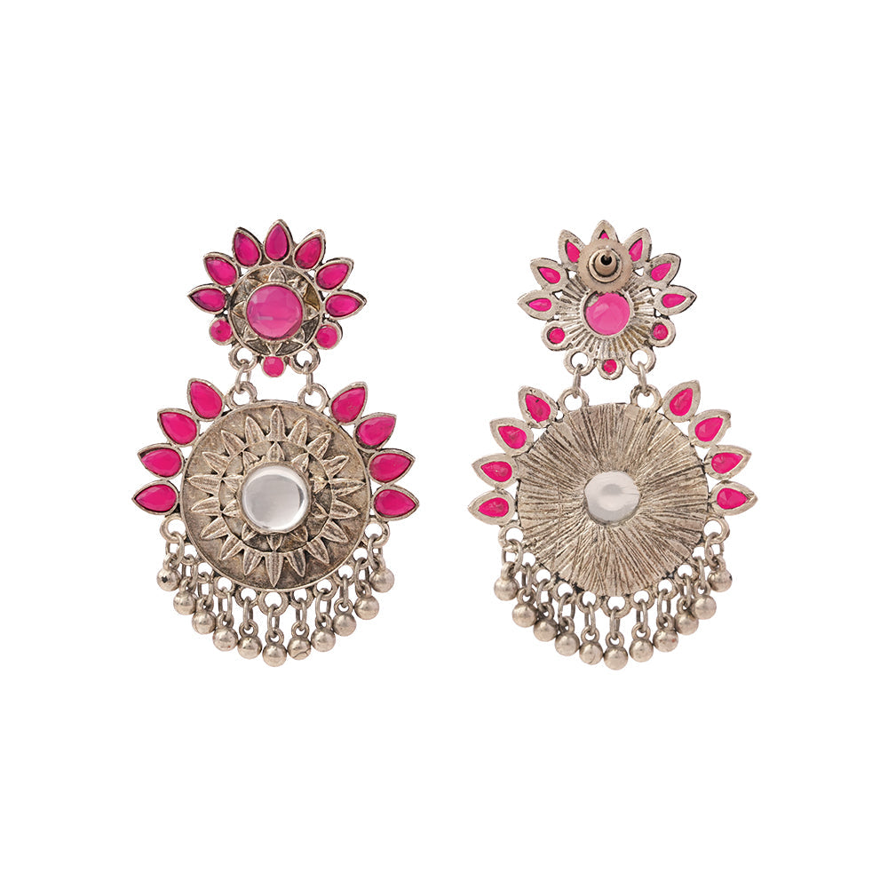 Aarika- Silver Brass ghunghroo dangler earrings