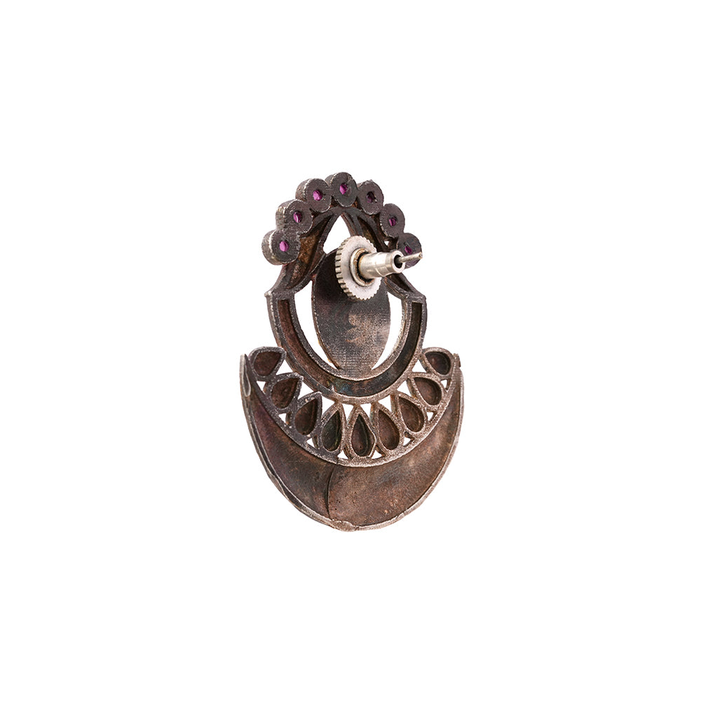 Vishnupriya- Silver Brass Oxidised dangler earrings
