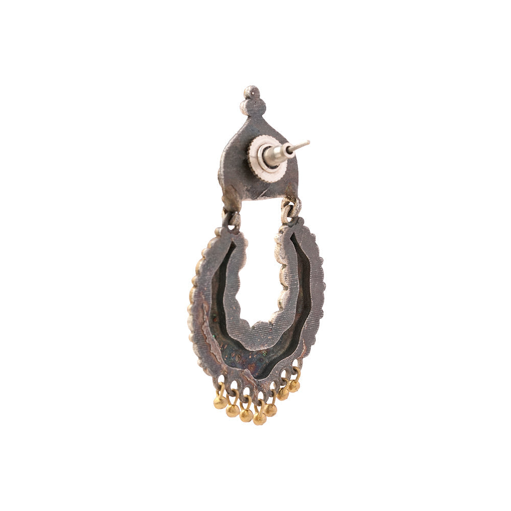 Shaam-Savera- Silver Brass Oxidised dangler earrings