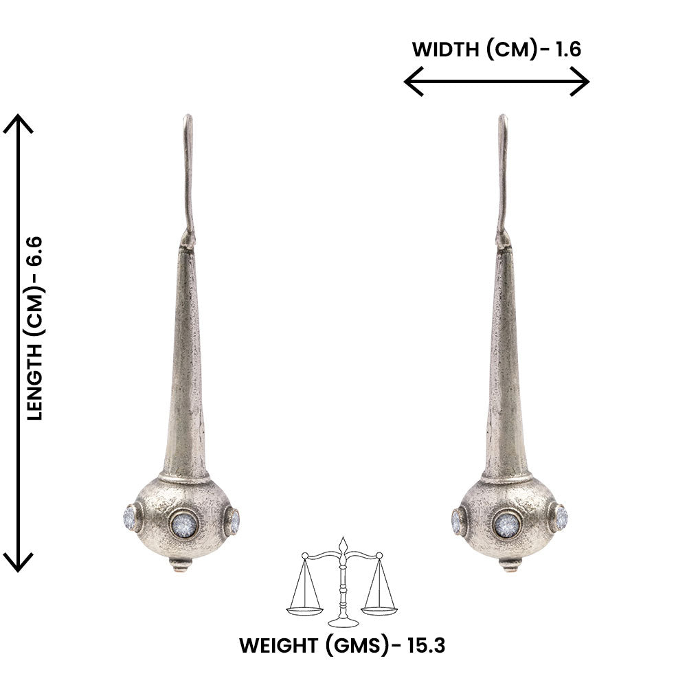 Somya- Silver Brass Oxidised dangler earrings(White)
