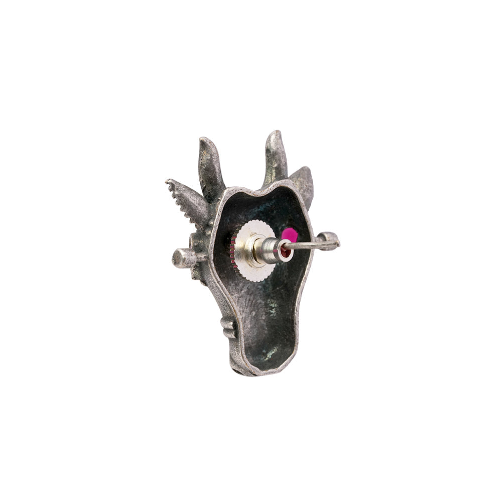 Nandi- Silver oxidised stone studded stud earrings(Red)