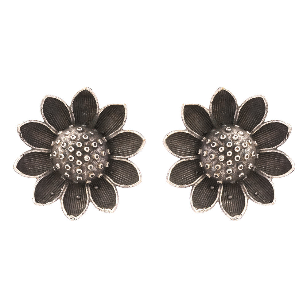 Suryamukhi- Silver Brass Oxidised stud earrings