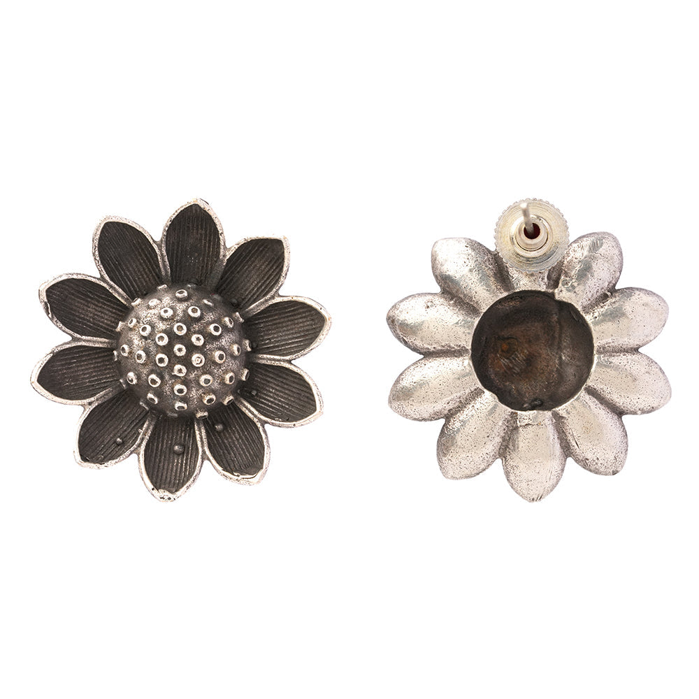 Suryamukhi- Silver Brass Oxidised stud earrings