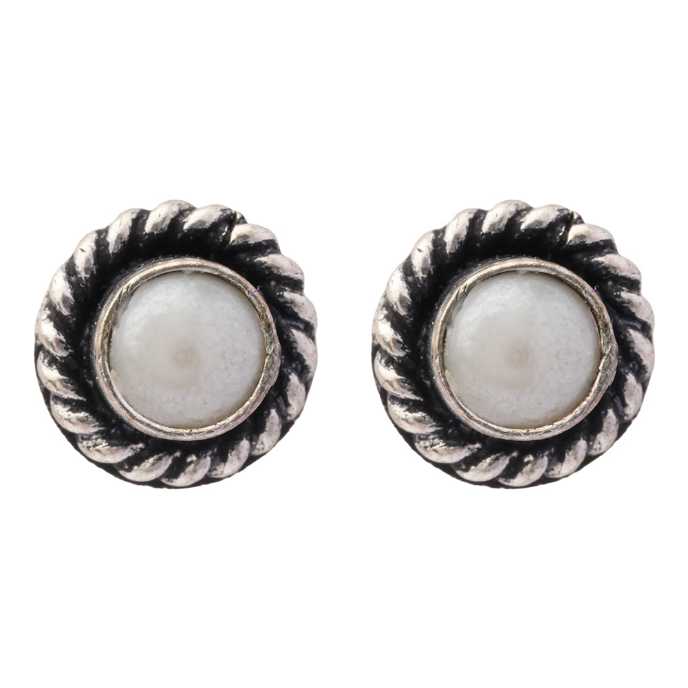 Ratna- Combo of Silver Brass Oxidised stud Earrings