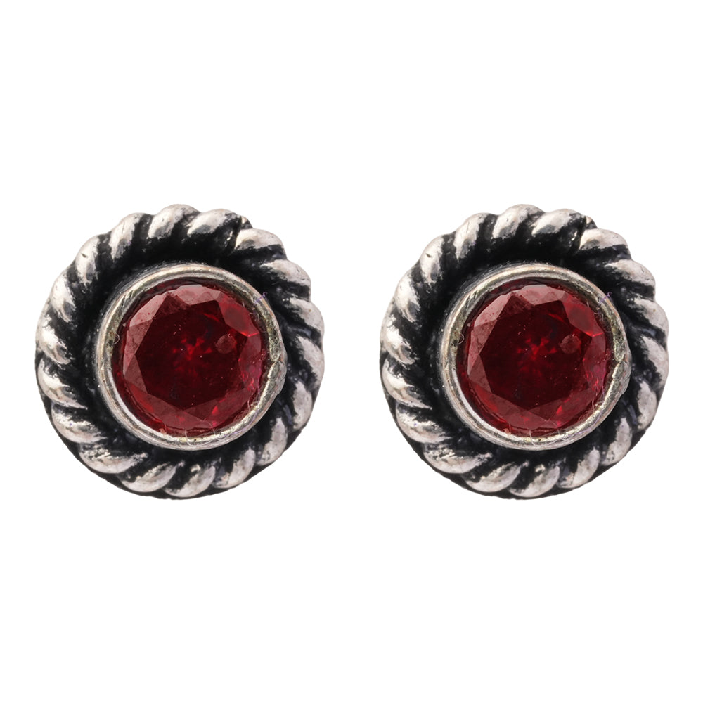 Ratna- Combo of Silver Brass Oxidised stud Earrings