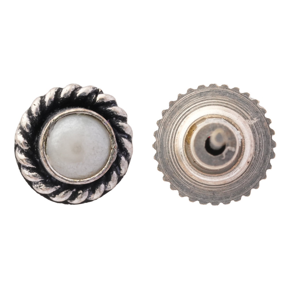 Ratna- Combo of Silver Brass Oxidised stud Earrings