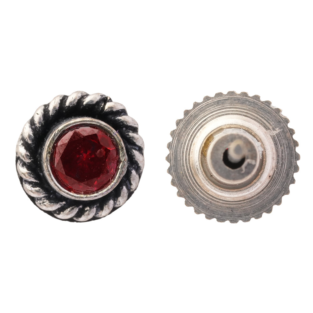 Ratna- Combo of Silver Brass Oxidised stud Earrings