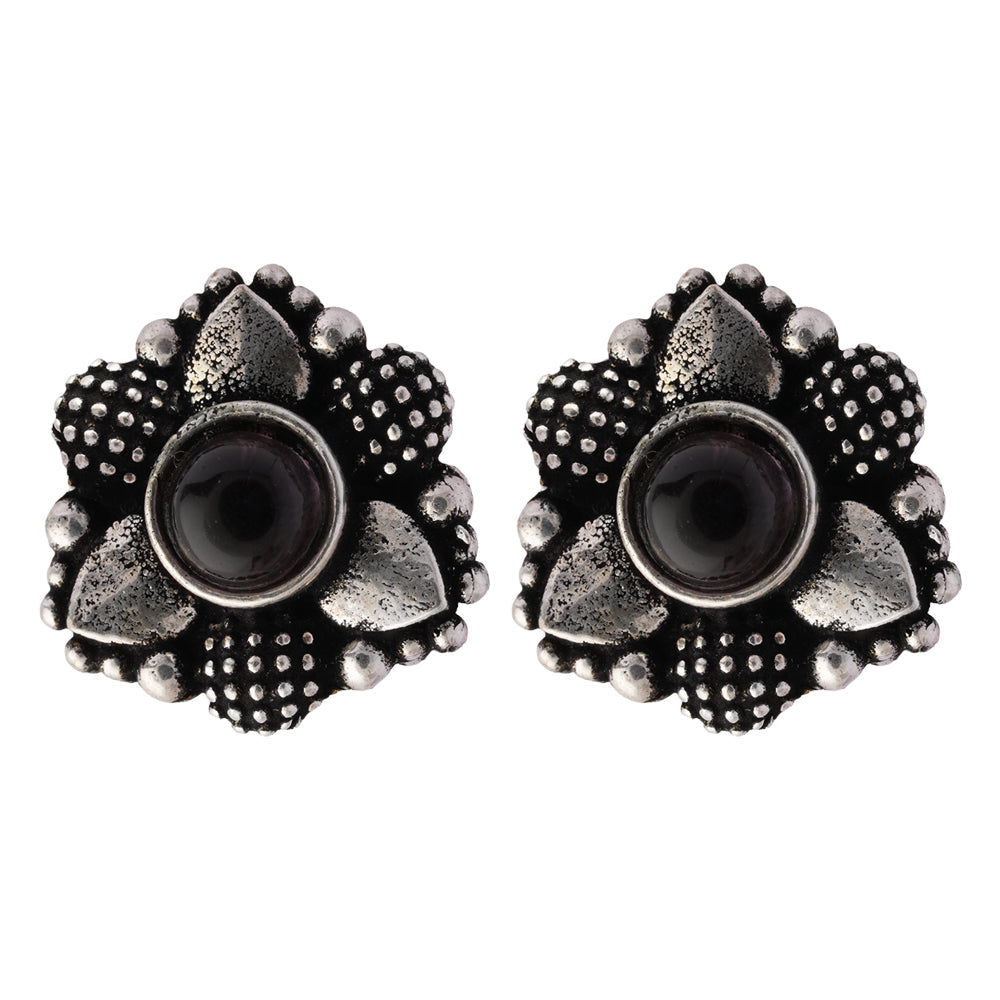 BaaliBahaar- Combo of Silver Brass Oxidised stud Earrings