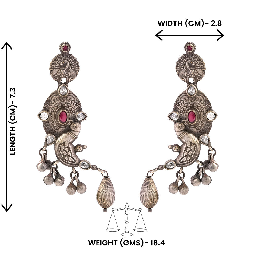 Dhwani- Silver Brass oxidised stud earrings