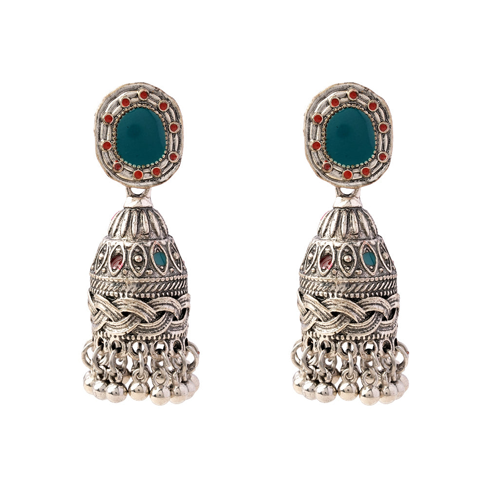 Ruhika- Silver Brass Pearl dangler earrings