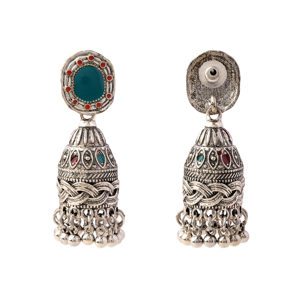 Ruhika- Silver Brass Pearl dangler earrings