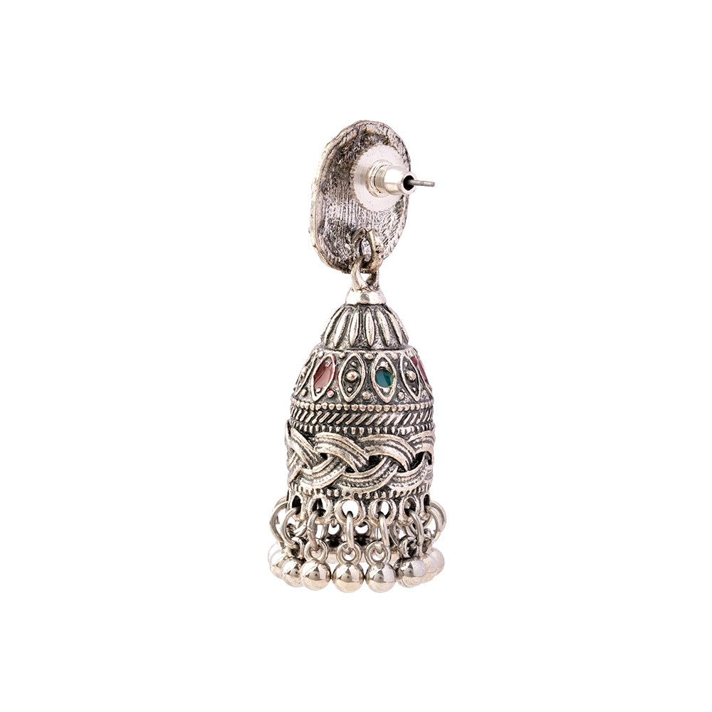 Ruhika- Silver Brass Pearl dangler earrings