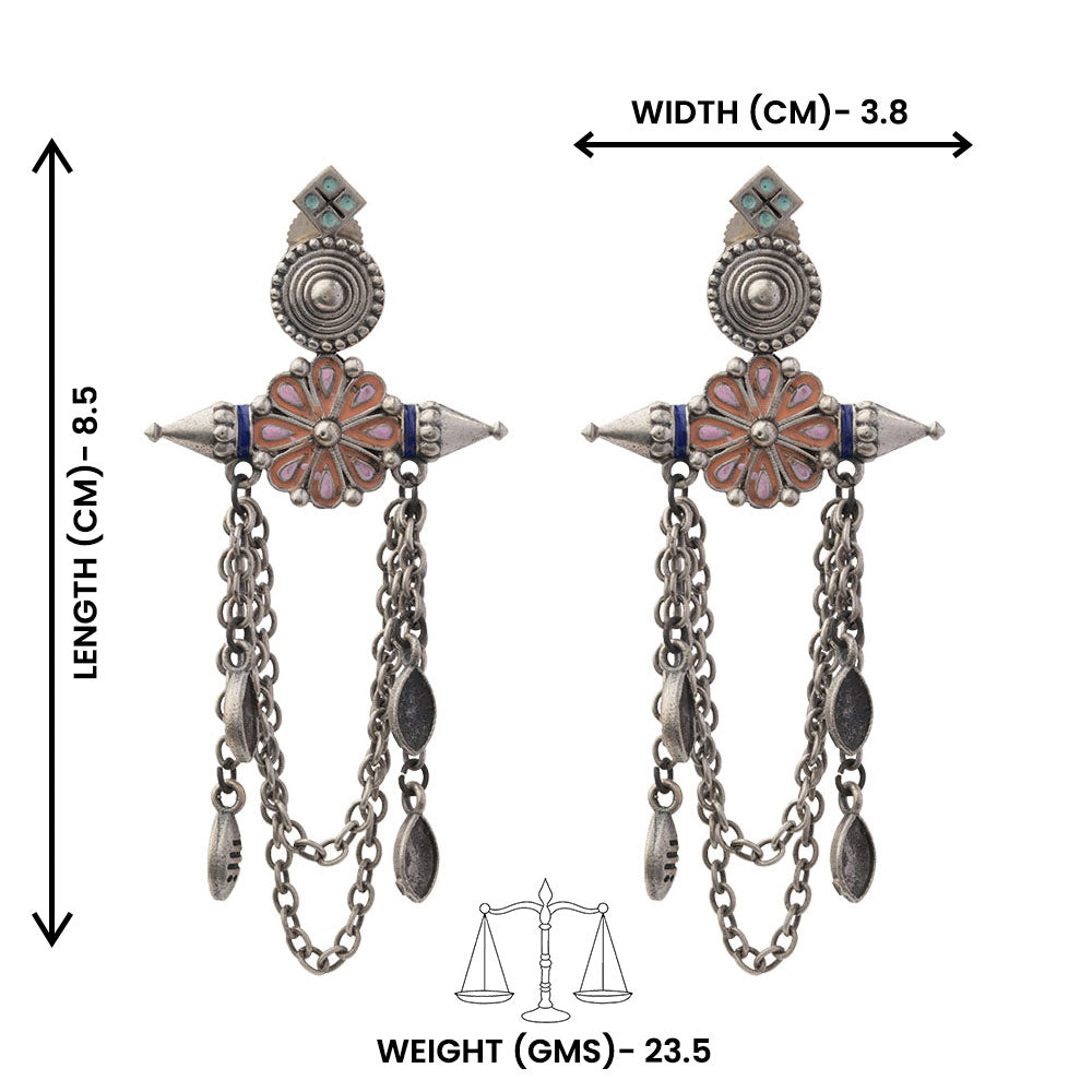 Jhalar – Silver Brass Oxidised Dangler Earrings