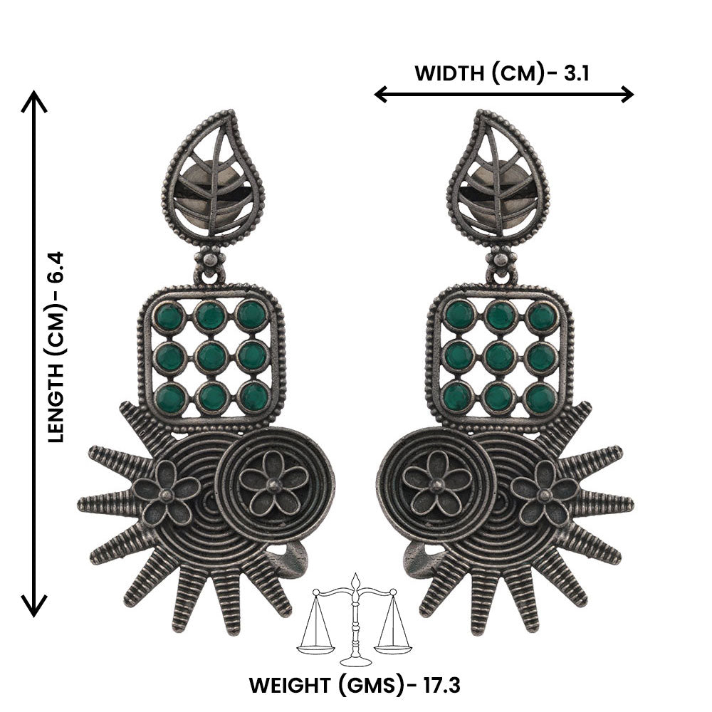 Pallavi – Silver Brass Oxidised Dangler Earrings