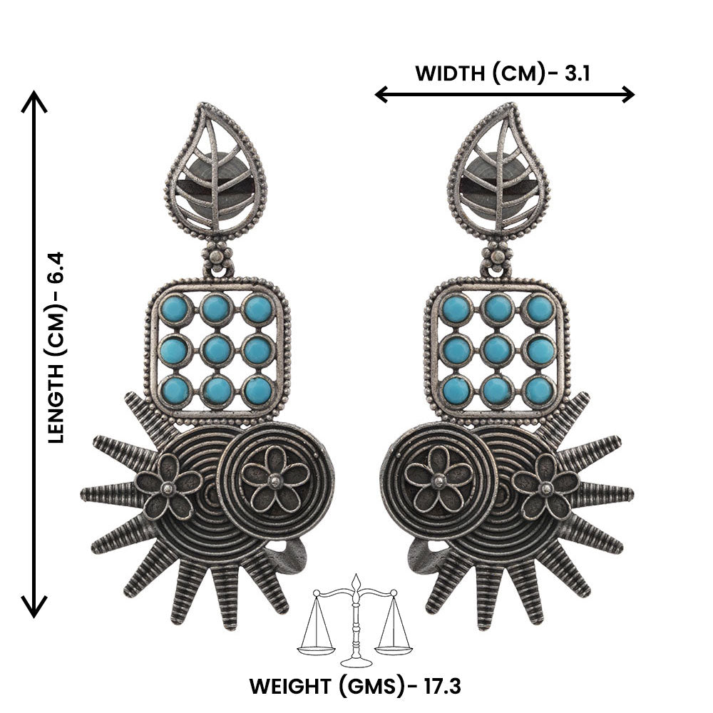 Pallavi – Silver Brass Oxidised Dangler Earrings