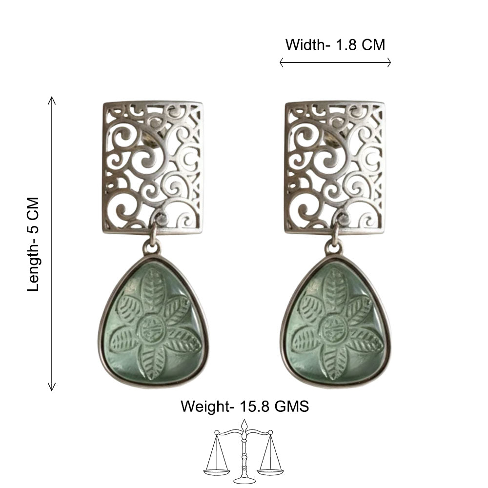 Kiyaa- Stone studded dangler earrings(Mint)