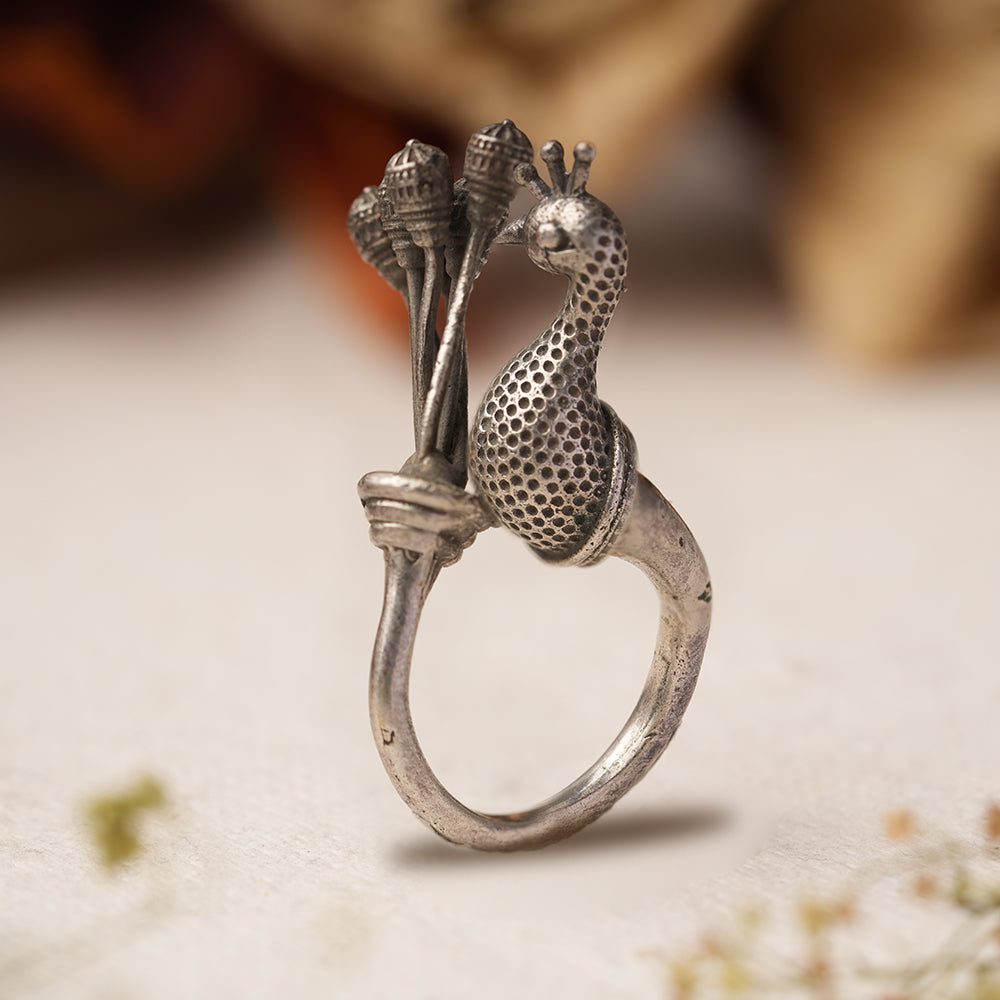 Rupak- Silver oxidised ring