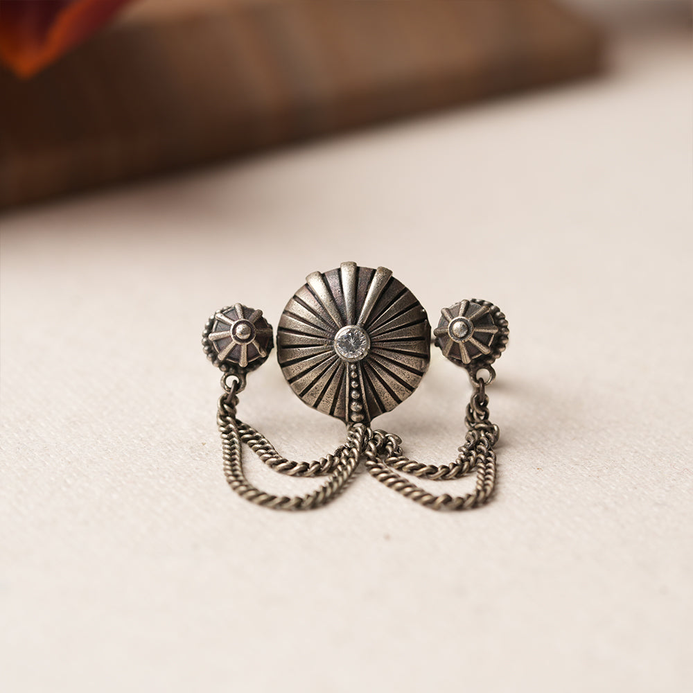 Mrigaa- Silver oxidised ring
