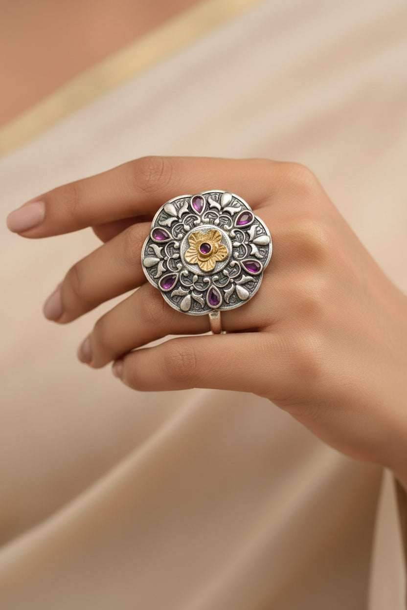 Vasanti – Silver Oxidised Adjustable Ring