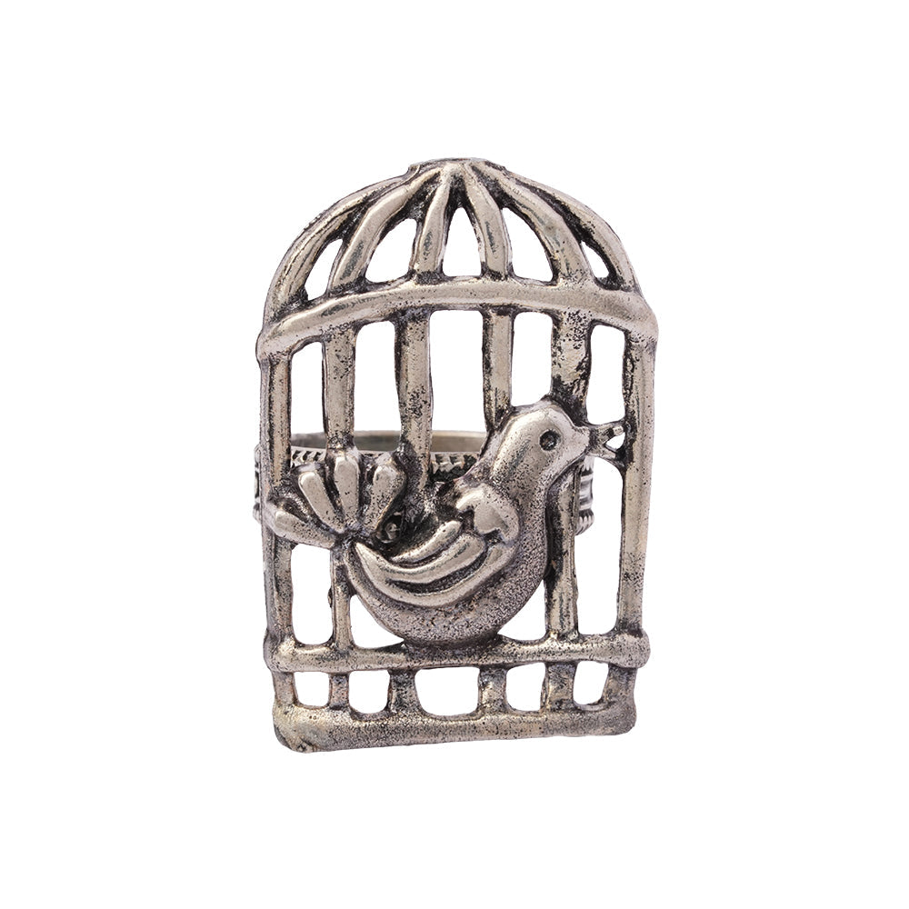 Sanjeera- Silver oxidised ring