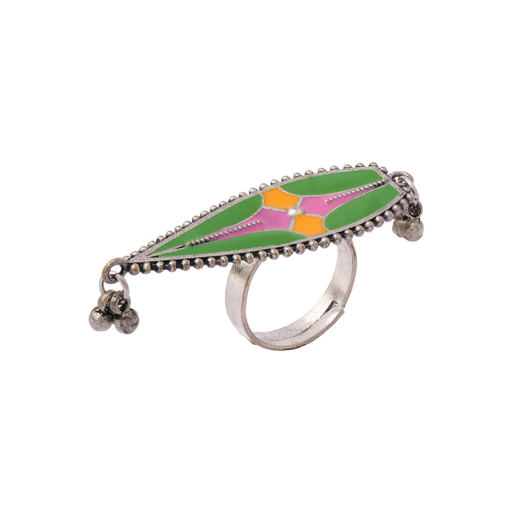 Rangriti- Handpainted Brass Ring (Multicolored)