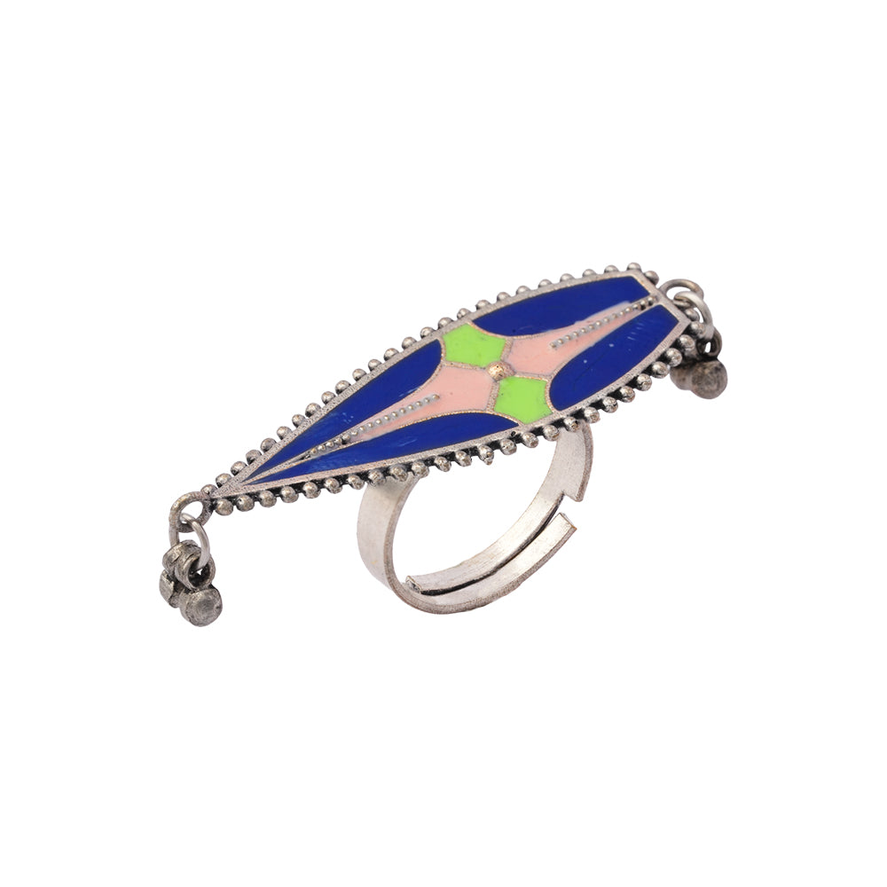 Rangriti- Handpainted Brass Ring (Multicolored)
