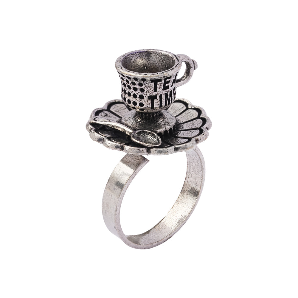 Baithak- Silver oxidised ring