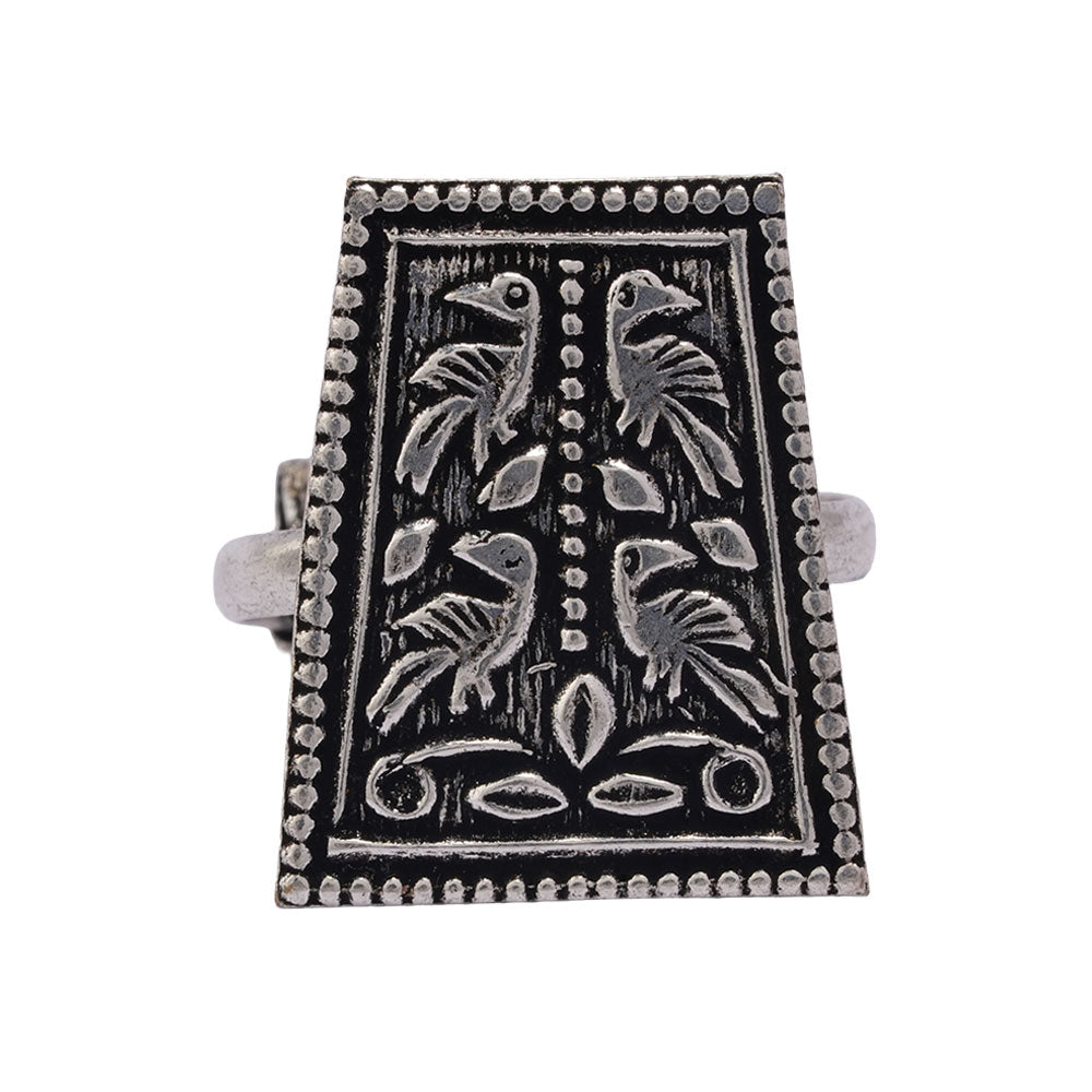 Suvrata- Silver oxidised ring