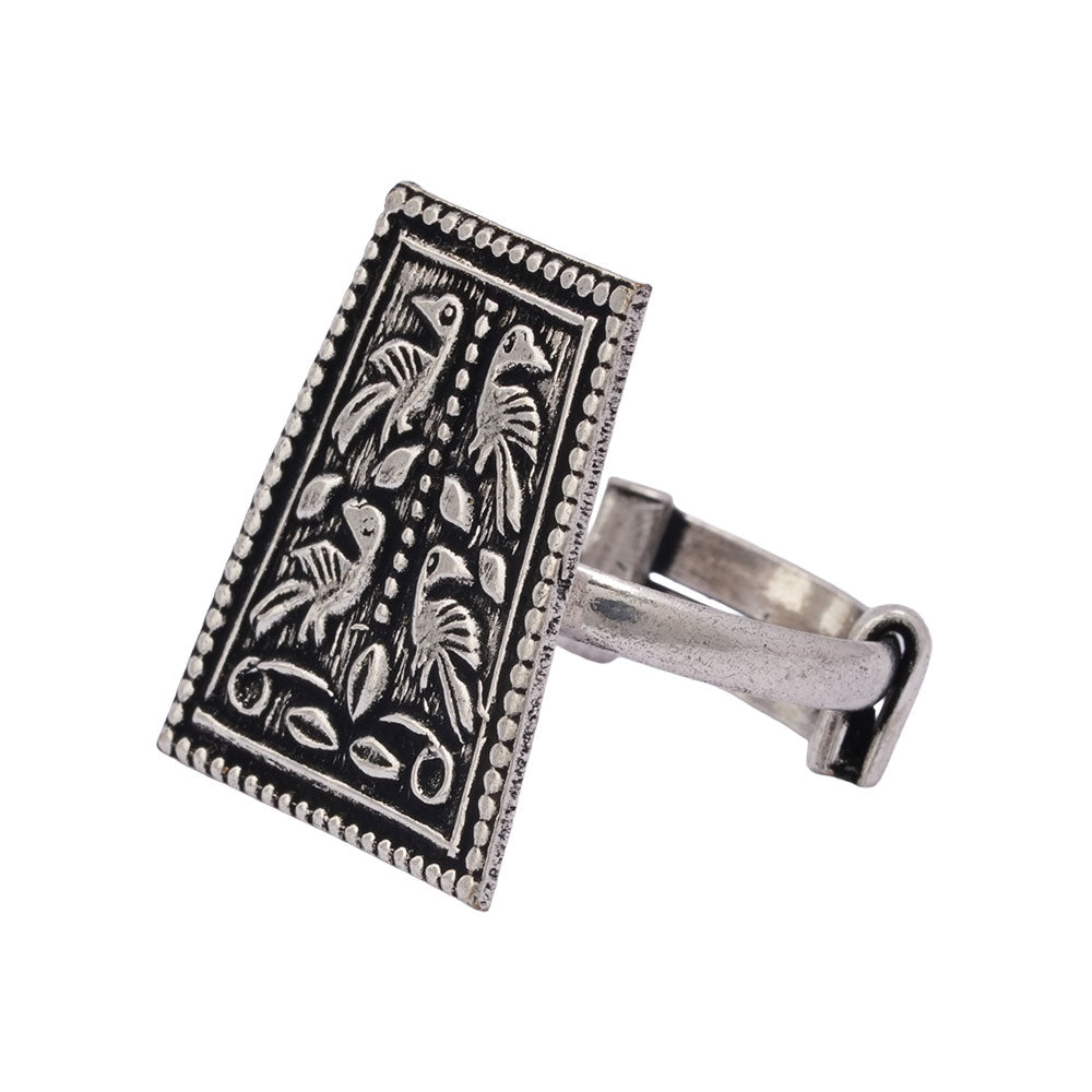 Suvrata- Silver oxidised ring