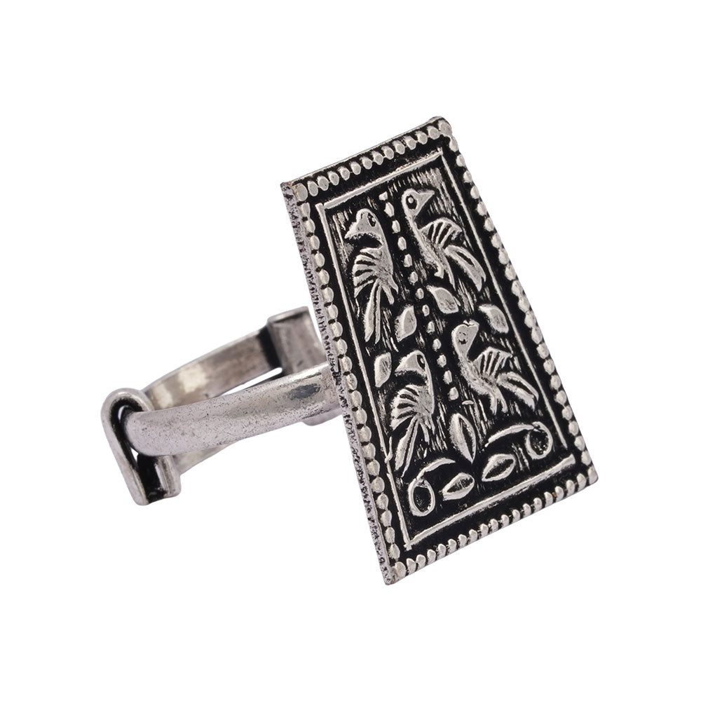 Suvrata- Silver oxidised ring
