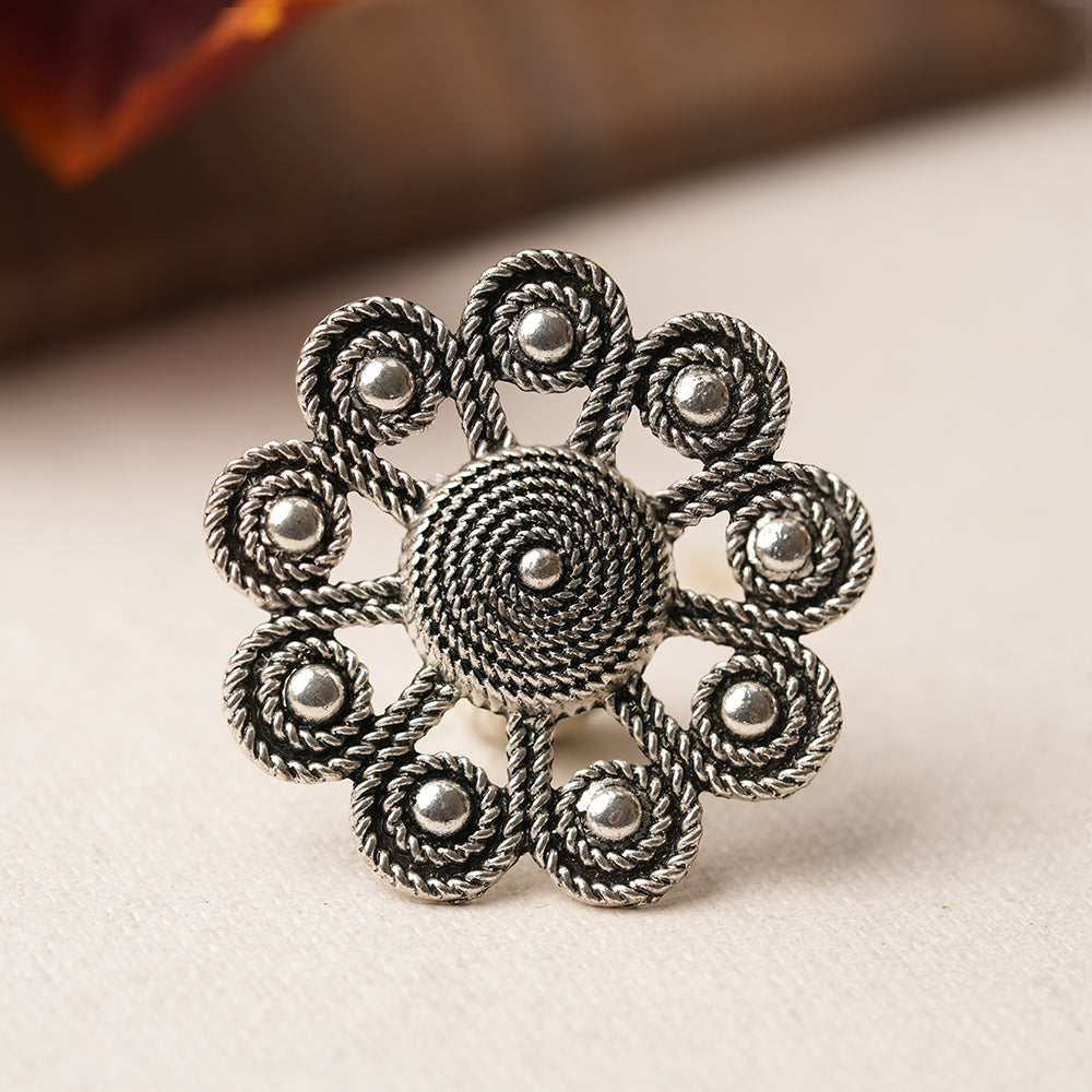 Tarangini- Silver oxidised ring