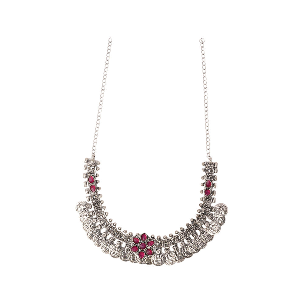 Manimala- Red stone Coin Brass Neckpiece