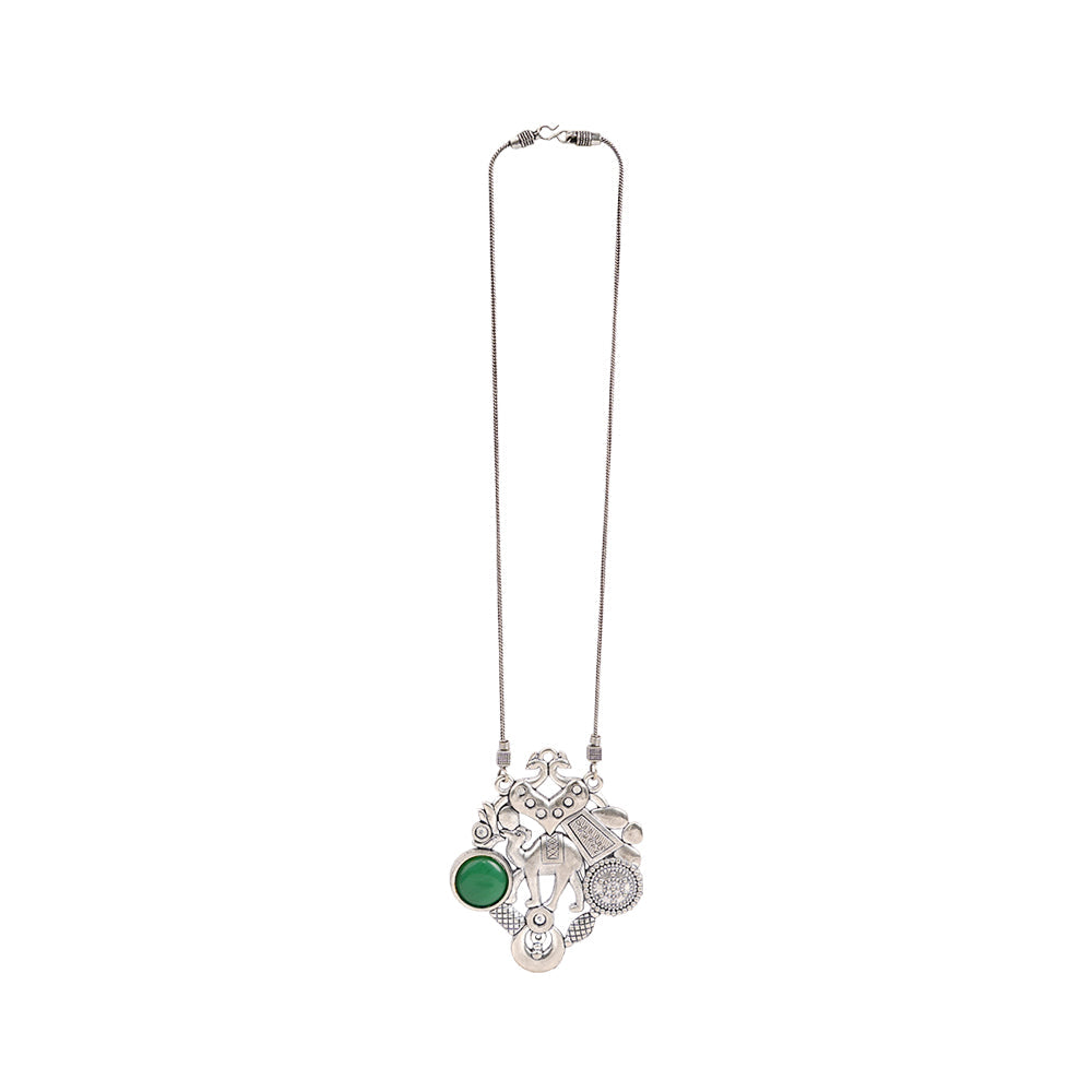 Maitri- Rajasthani Oxidised Neckpiece(Green)