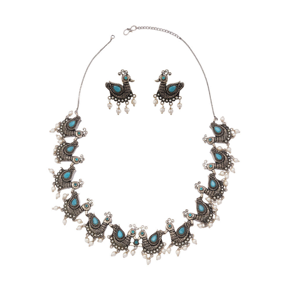 Shobhita- Silver toned brass Necklace Set