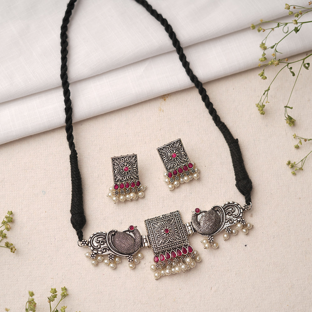 Shubhrangi- Oxidised neckpiece with Earrings