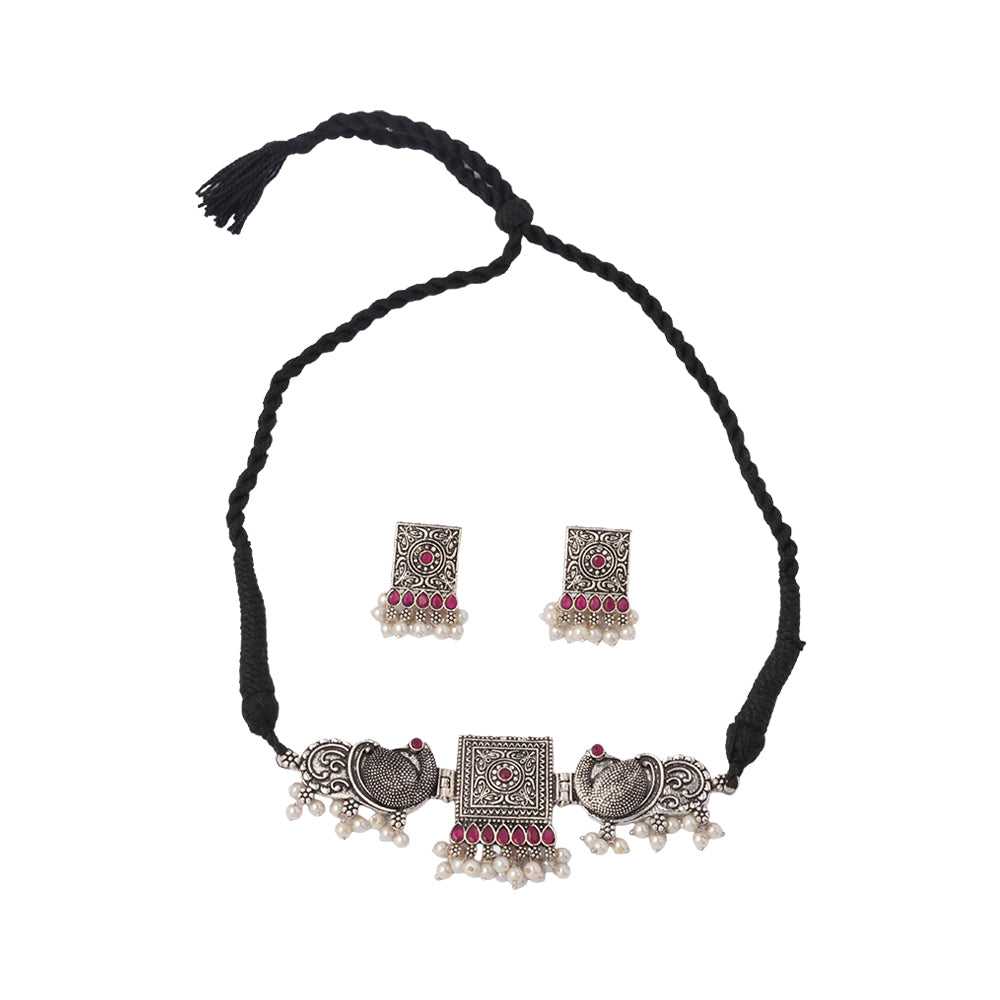 Shubhrangi- Oxidised neckpiece with Earrings