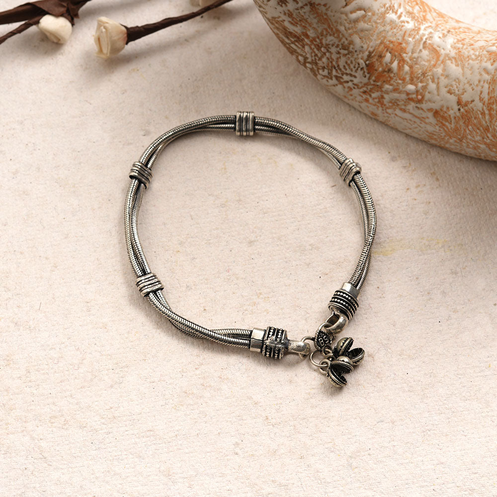 Charanika- Silver Oxidised Brass anklet