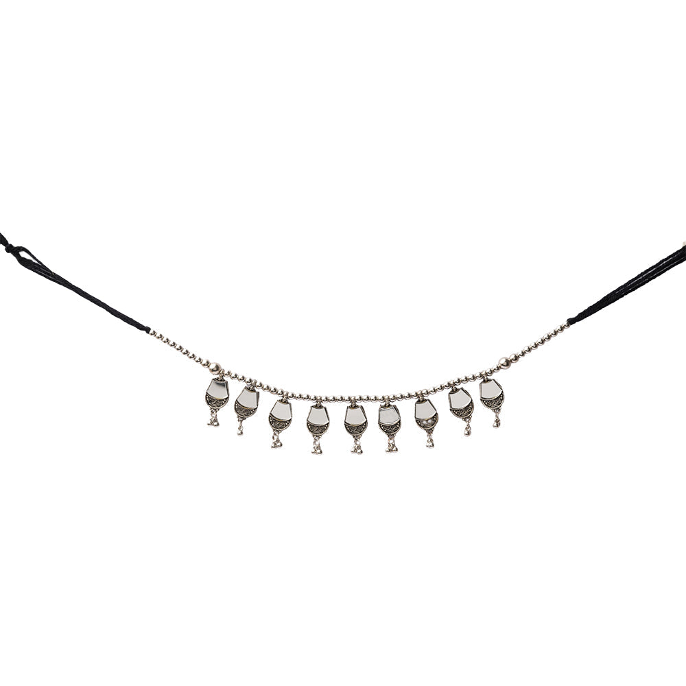 RatriPaya- Silver oxidised Anklet