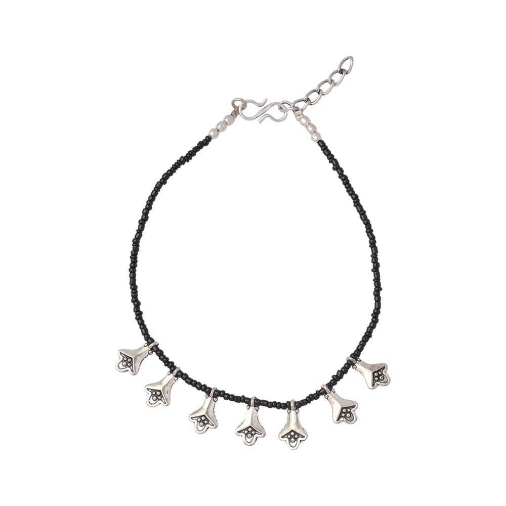 Noor- Oxidised beaded anklet