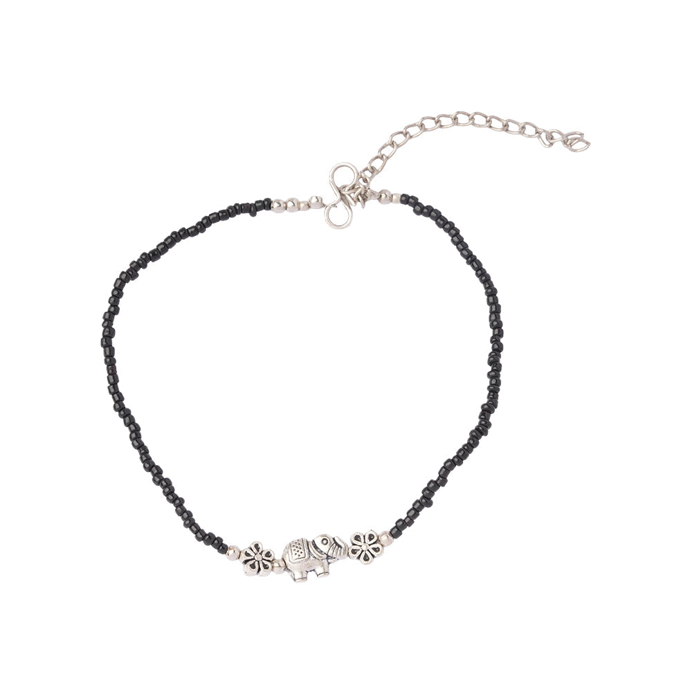 Hastinika- Oxidised beaded anklet