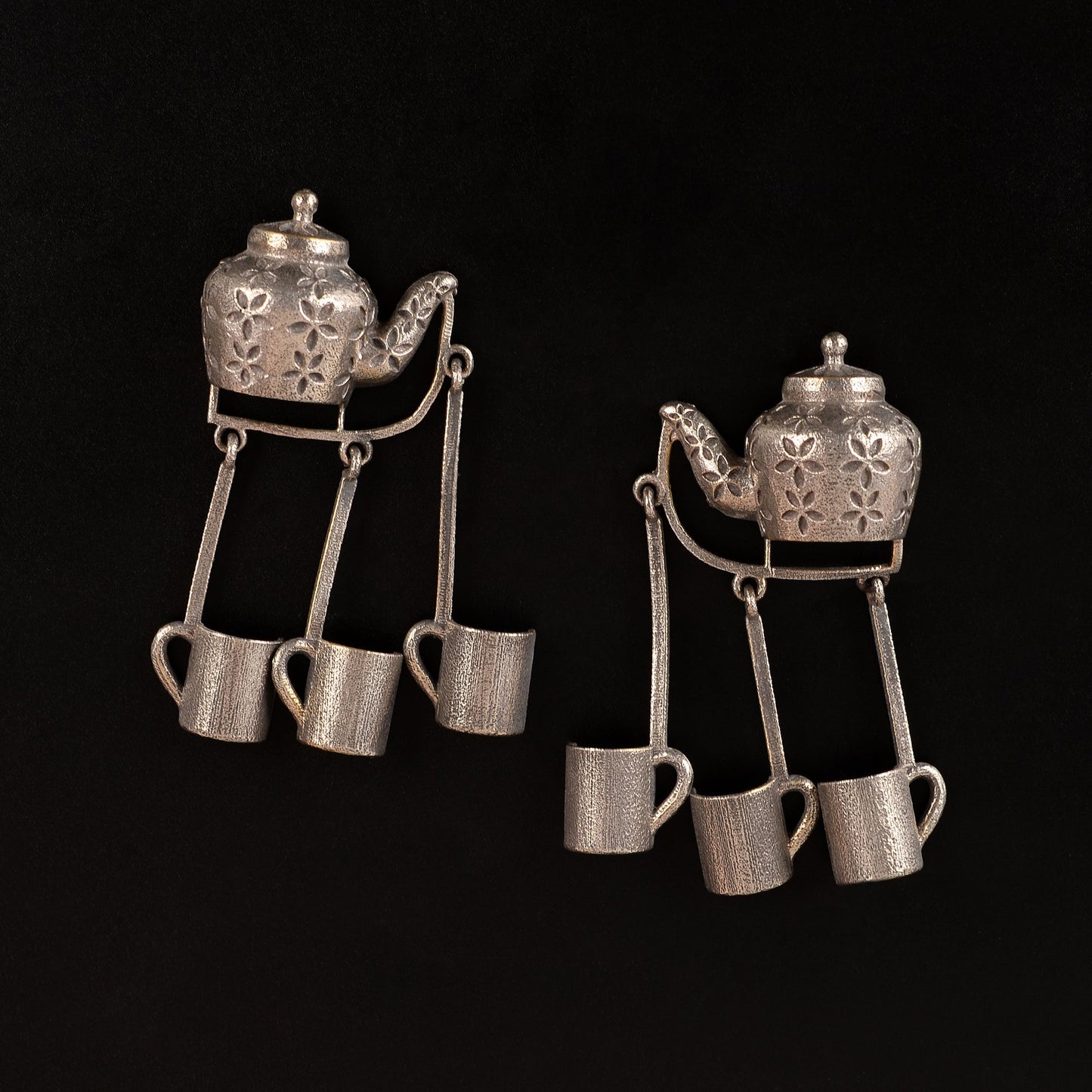Chuski- Silver Brass Oxidised dangler earrings