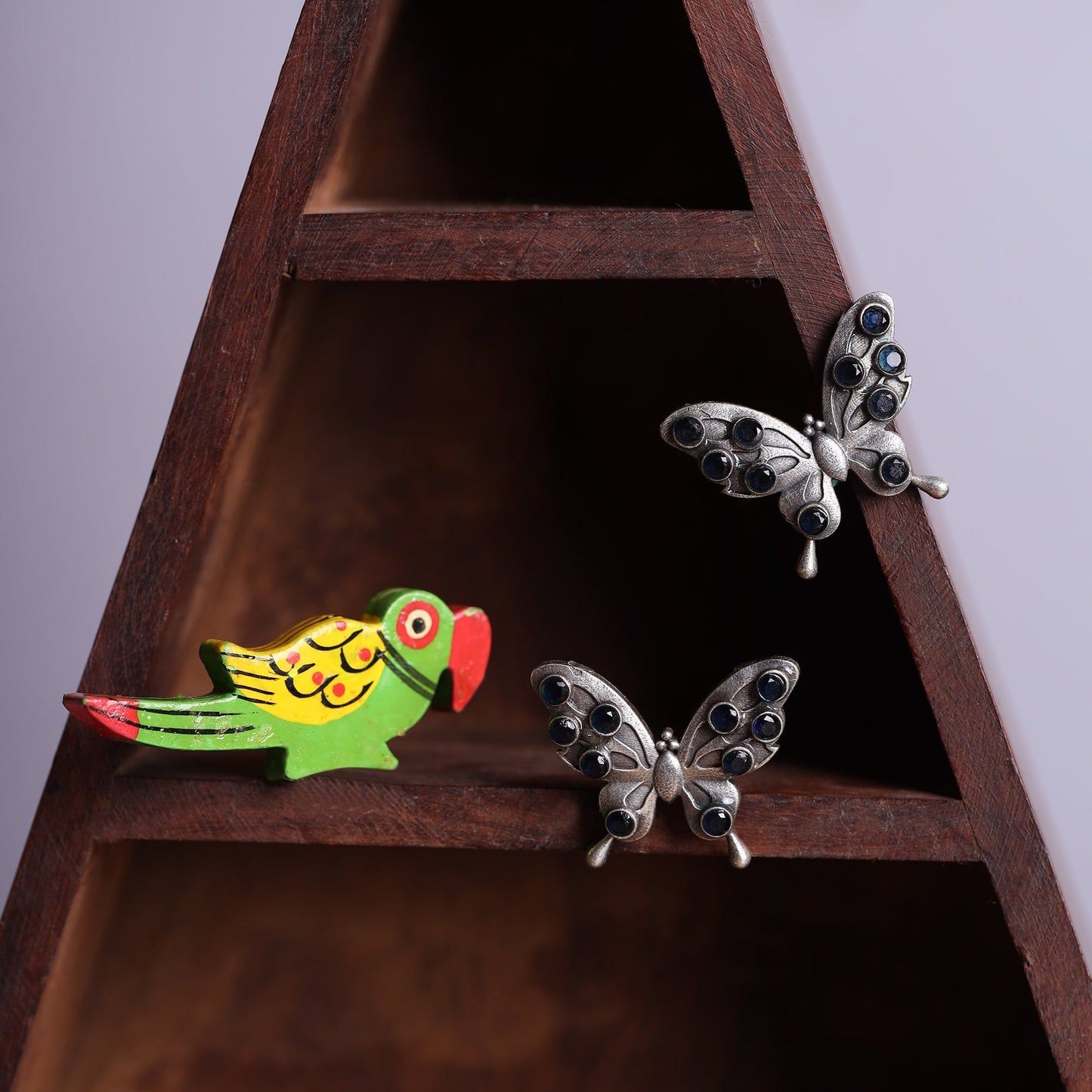 Titli- Silver oxidised stone studded stud earrings