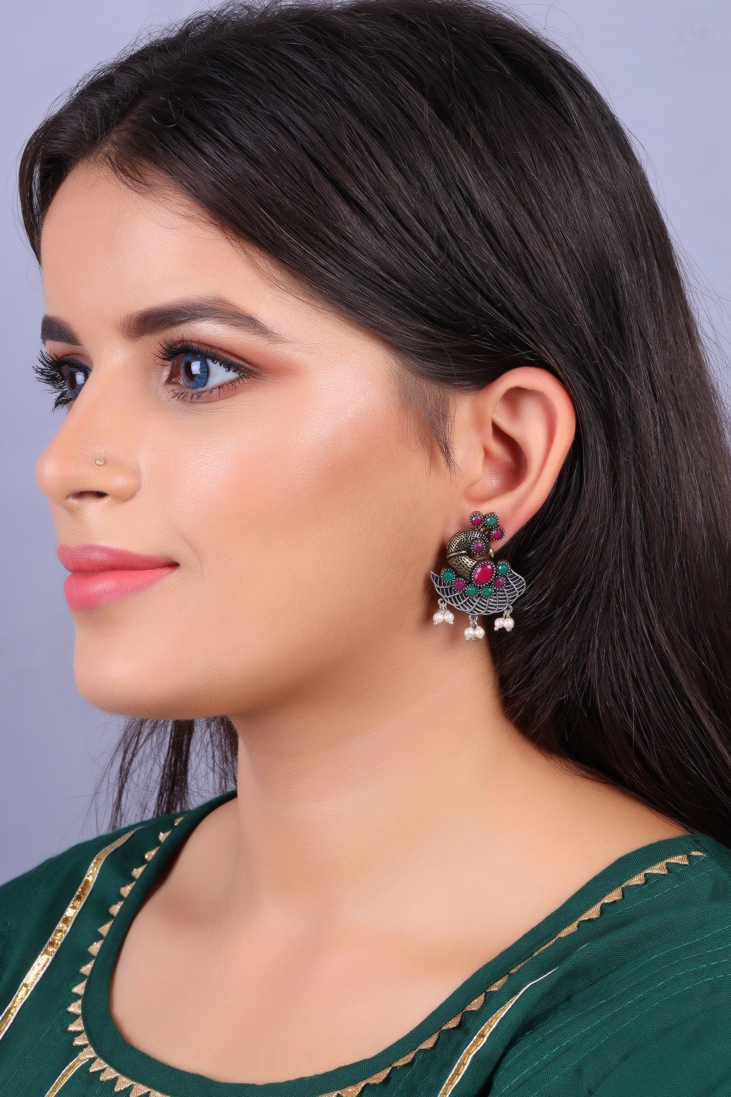Mayuri- Silver Tone Brass Dangler Earrings