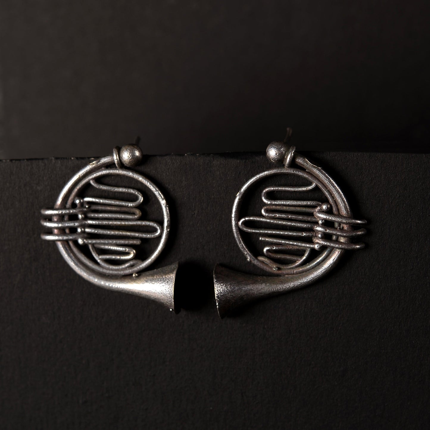 Sangeet- Silver Brass oxidised stud earrings