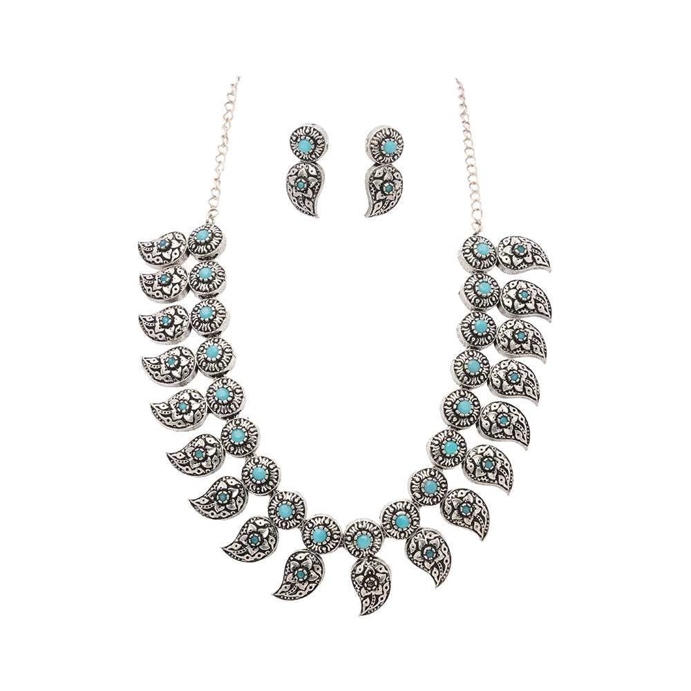 Parampara- Oxidised Neckpiece Set (Sky Blue)
